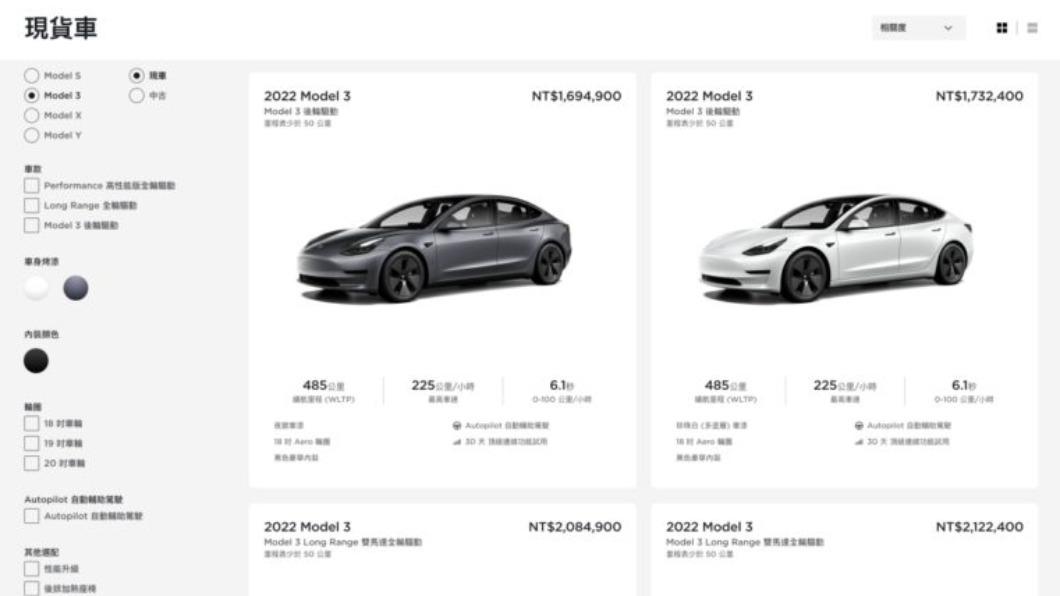 Model 3在台灣的現貨車也隨著Model Y一起降價,頂規最高降20萬元。(圖/翻攝自Tesla官網)