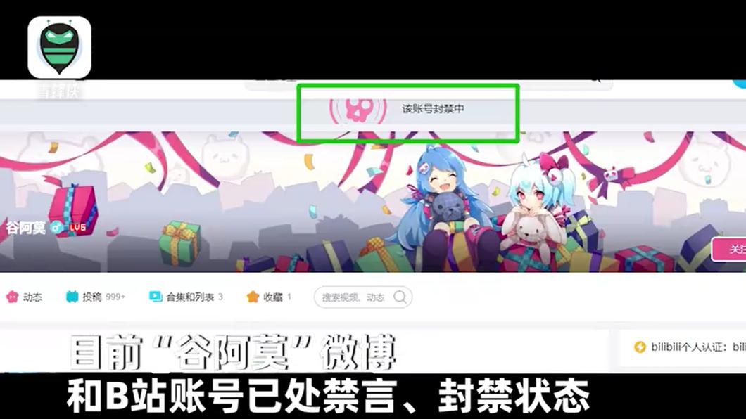 陸媒報導指出,台灣網紅谷阿莫因有意參選時代力量黨職,微博B站都被查封。(圖/翻攝自青蜂俠影片)