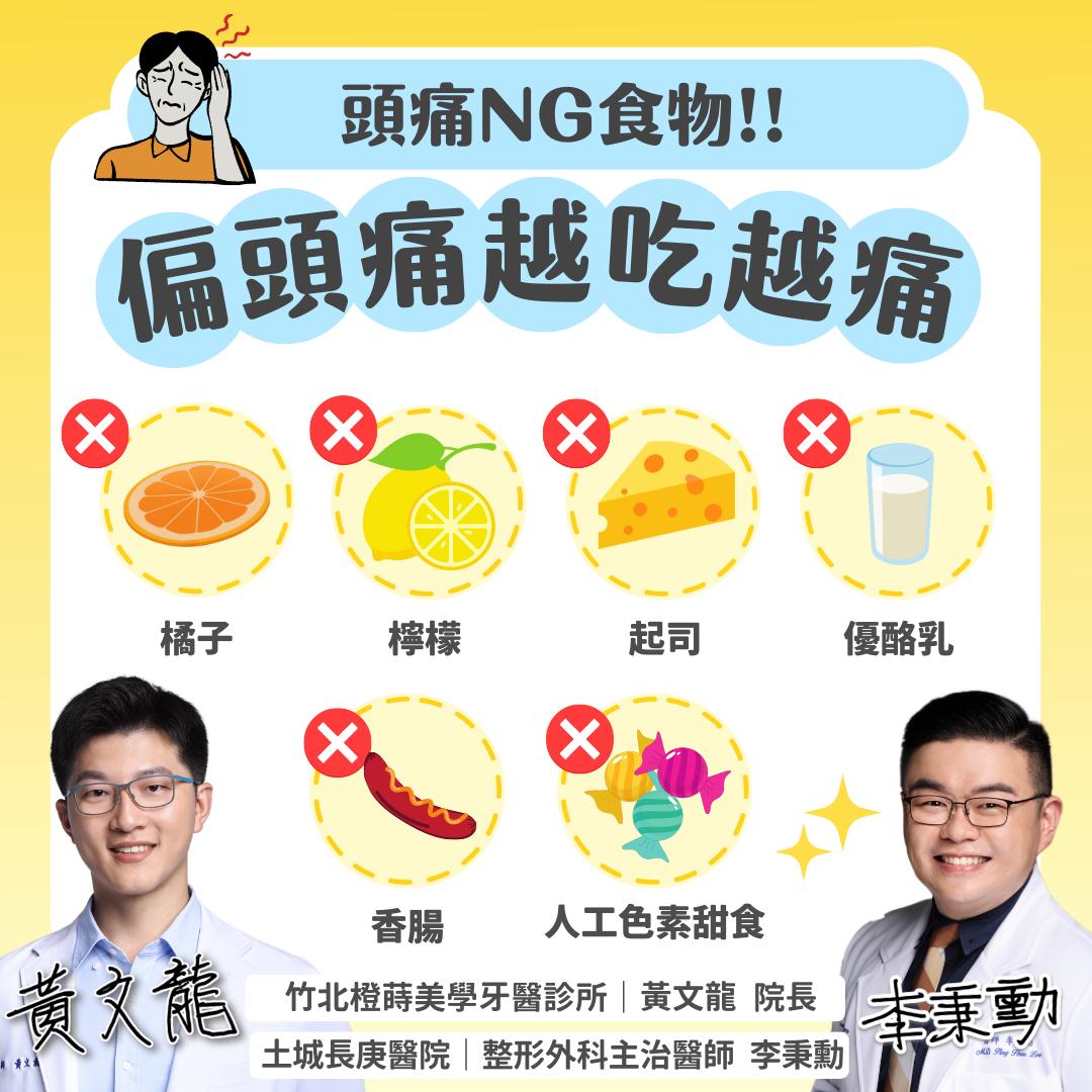 醫師列出4類頭痛NG食物。(圖/翻攝自李秉勳醫師臉書)