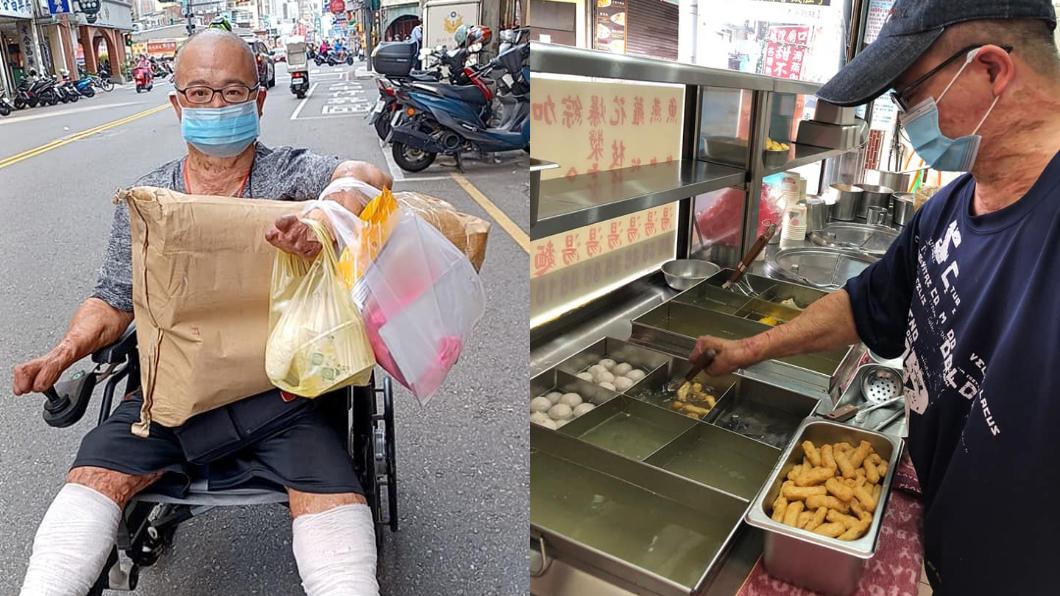 即使行動不便,老闆仍坐輪椅到市場採買。(圖/翻攝自城隍廟口甜不辣粉專)