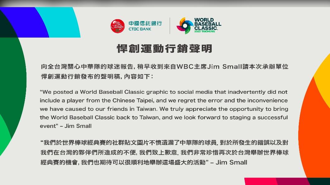 經典賽/A組封面遺漏中華隊 WBC主席道歉了
