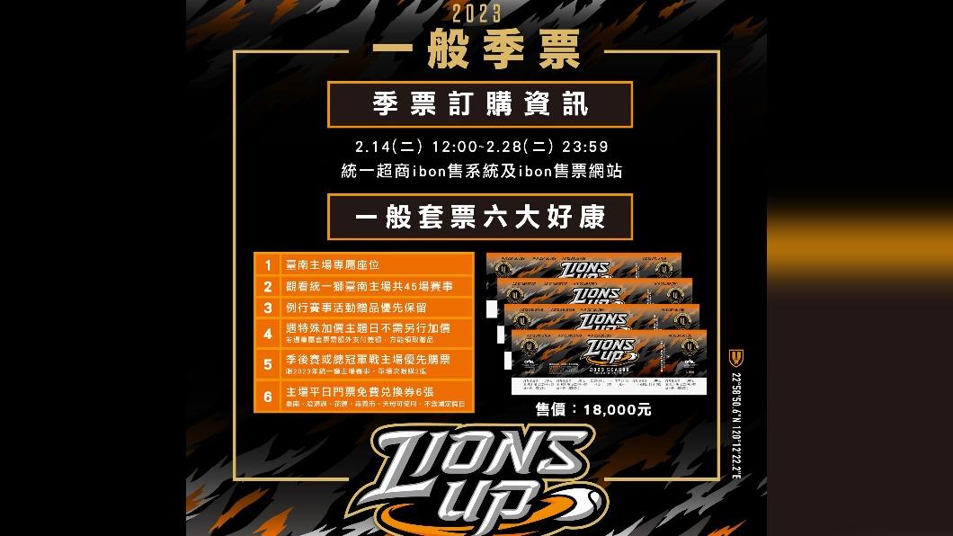 統一獅2023一般季票。(圖/統一獅提供)