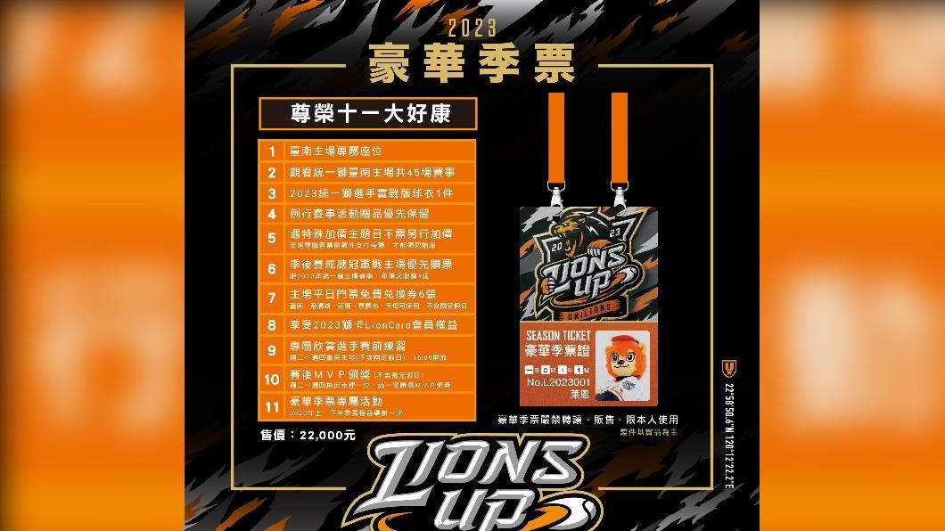 統一獅豪華季票方案。(圖/統一獅提供)