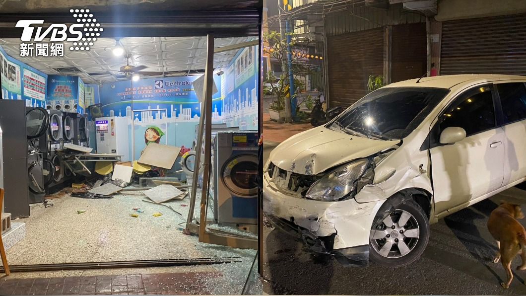他嗑安眠藥撞爛洗衣店!車藏上膛槍枝 業者嘆:錢要不回來了