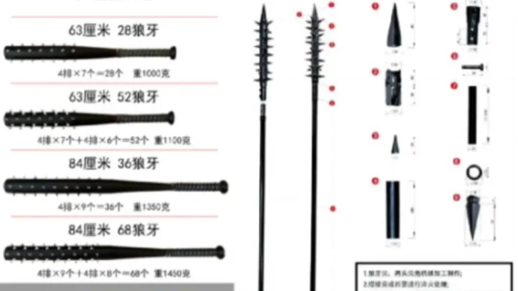 中共解放軍被媒體曝光採購一款「組合式狼牙棒」。(圖/翻攝自微博)
