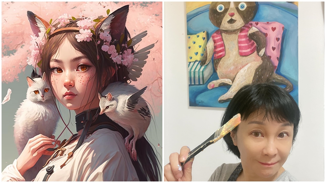 作家吳淡如曬出首張電腦繪圖作品(左圖)。(圖/翻攝吳淡如臉書)