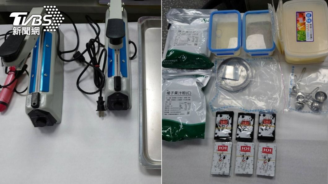 警方查扣各式分裝工具。（圖／TVBS）