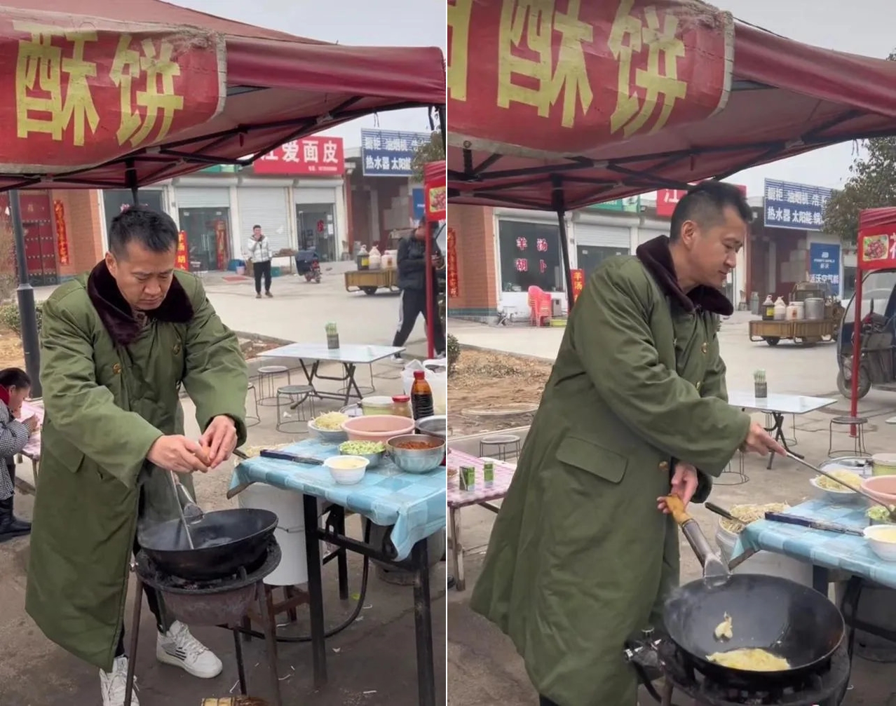 李嘉明跑去擺攤。(圖/翻攝自微博)