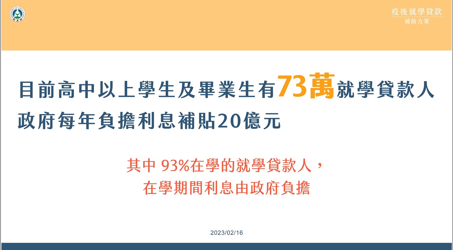 政府補助就學貸款。(圖/教育部提供)