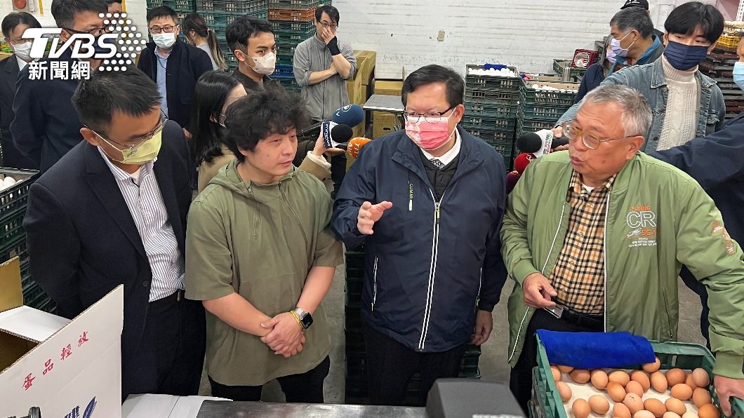 行政院副院長鄭文燦今（16）日前往蛋行視察蛋品供應。（圖／方炳超攝）