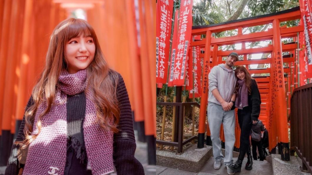墨鏡戴好!謝謝...新年快樂 何美日本放閃洋男友