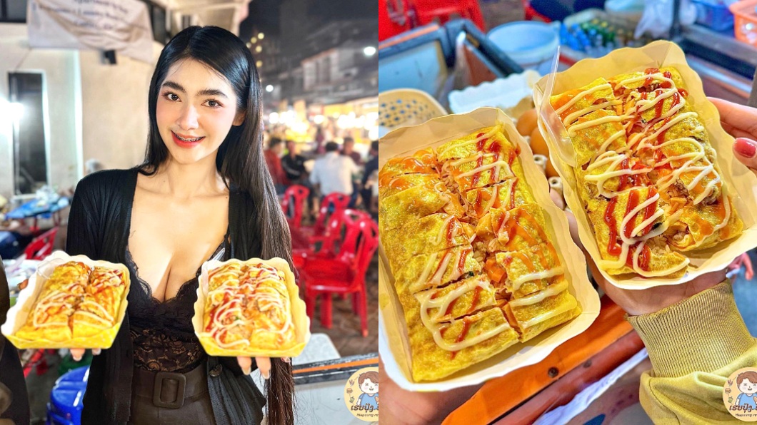 寮國街頭出現一名正妹擺攤賣蛋包飯引發民眾關注。（圖／翻攝自臉書）
