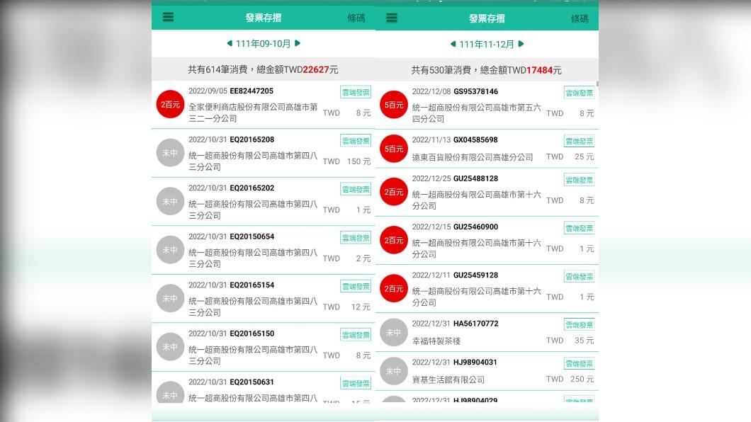 不少網友質疑他的筆數過多且還有多筆小額發票。(圖/翻攝自爆怨2公社臉書)