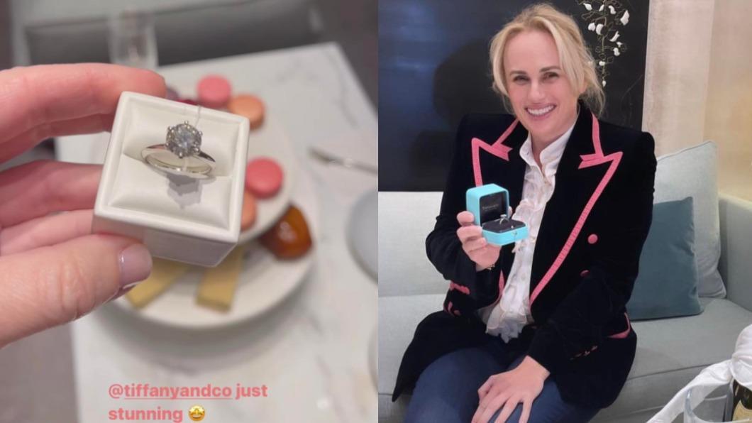瑞貝爾威爾森的求婚戒品牌是Tiffany & Co.,粗估有3克拉。(圖/翻攝自瑞貝爾威爾森IG)