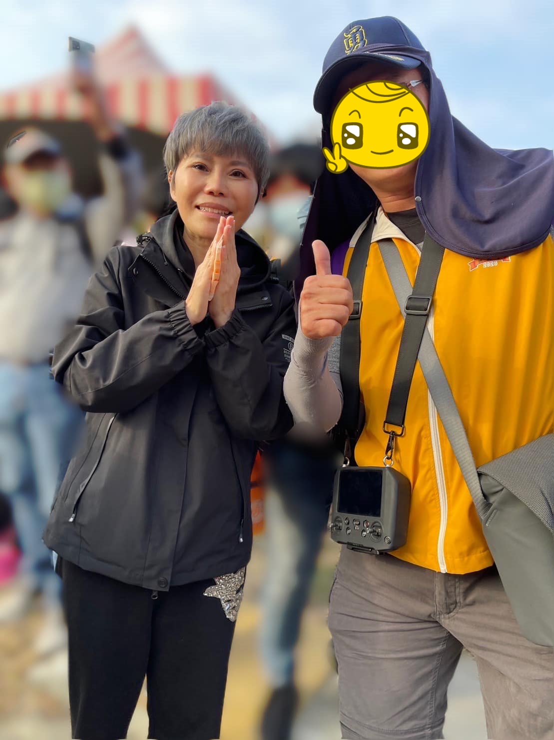 詹雅雯一回來台灣,就參加進香活動。(圖經處理/翻攝自白沙屯媽祖全球徒步聯誼會臉書)