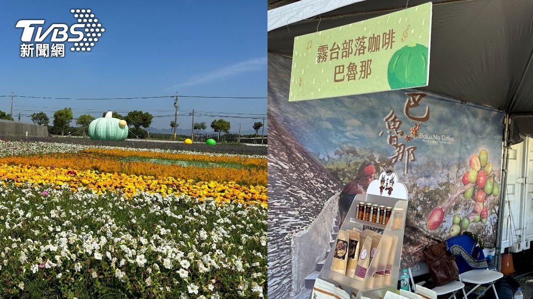 民眾吃完田野午餐後，還能在農場買杯咖啡，看看花海。（圖／許稚佳攝）