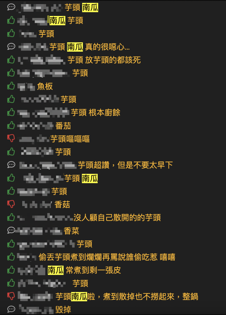 許多人無法接受的第二名為「南瓜」。(圖/翻攝自PTT)