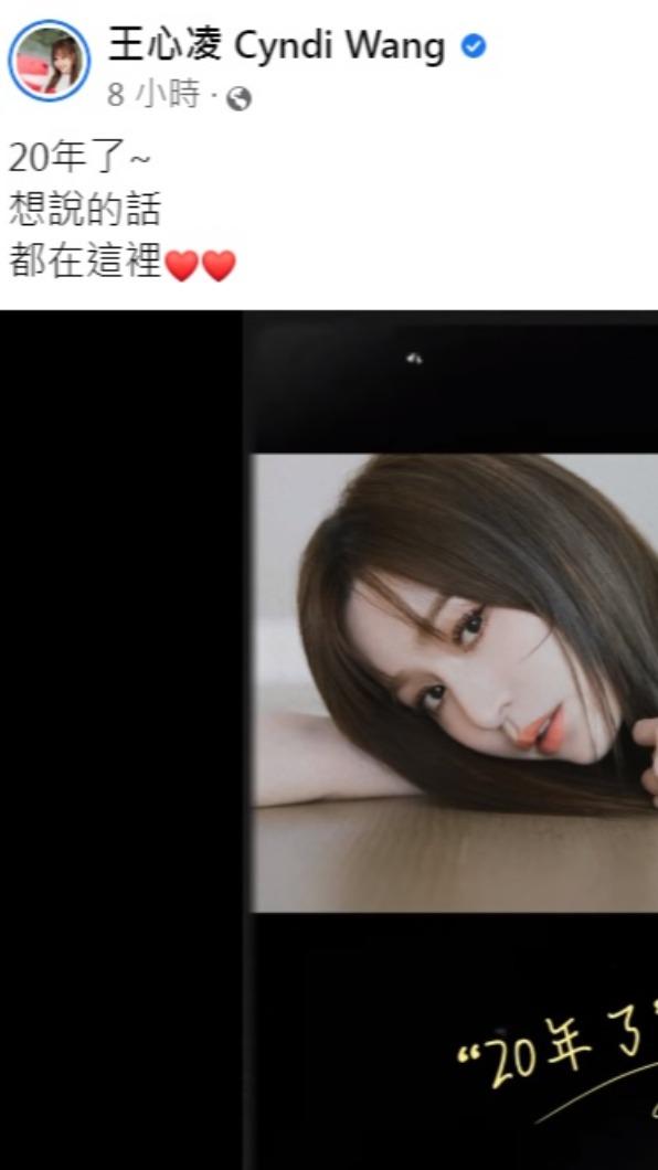 王心凌喜迎出道20週年。（圖／翻攝自王心凌臉書）