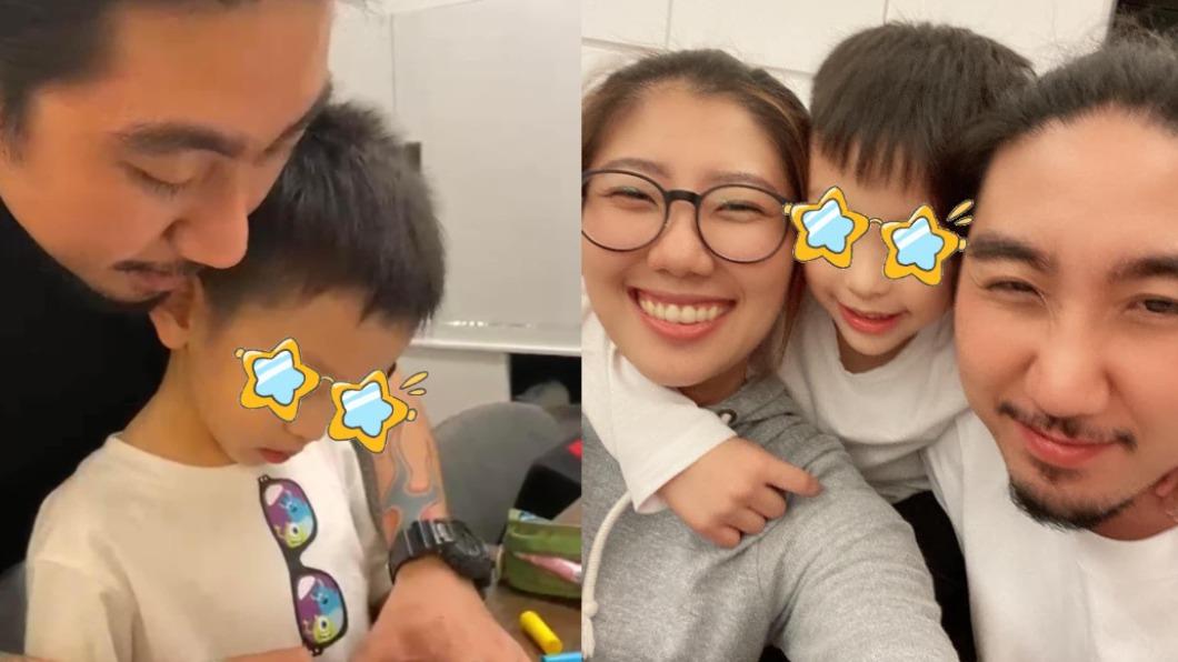 徐若瑄分享兒子Dalton和表妹夫一家的合照。(圖/翻攝自徐若瑄臉書)