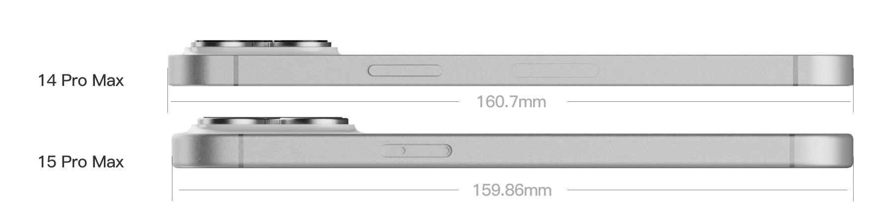 iPhone 15 Pro Max的整體比iPhone 14 Pro Max略短。（圖／翻攝自Ice Universe推特）