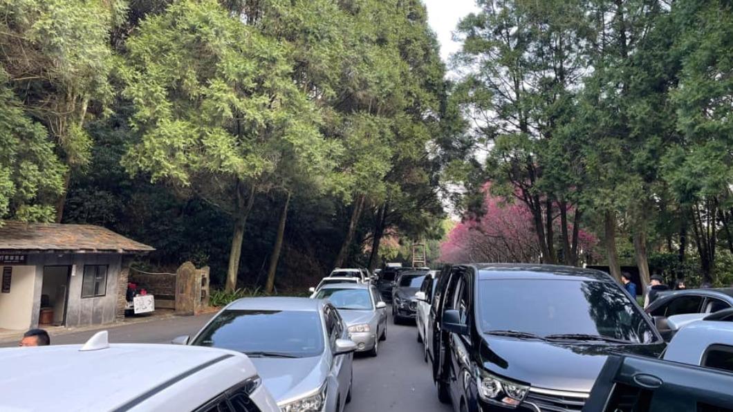 整條路就快被車子塞滿。(圖/翻攝自「爆廢公社」臉書)