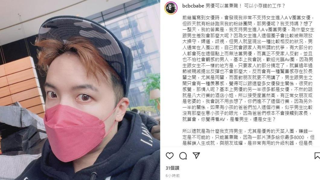 圤智雨分享對AV產業的看法。（圖／翻攝自圤智雨IG）