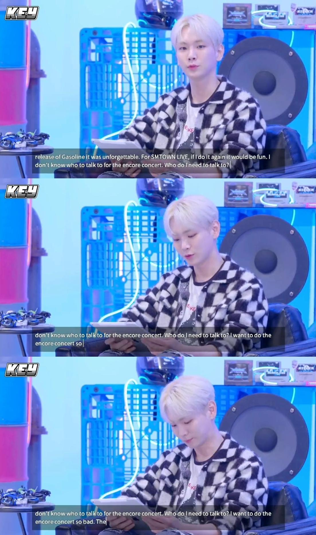 SHINee的Key先前在直播上不禁歎氣「公司好亂」。(圖/shineshinee0525推特)