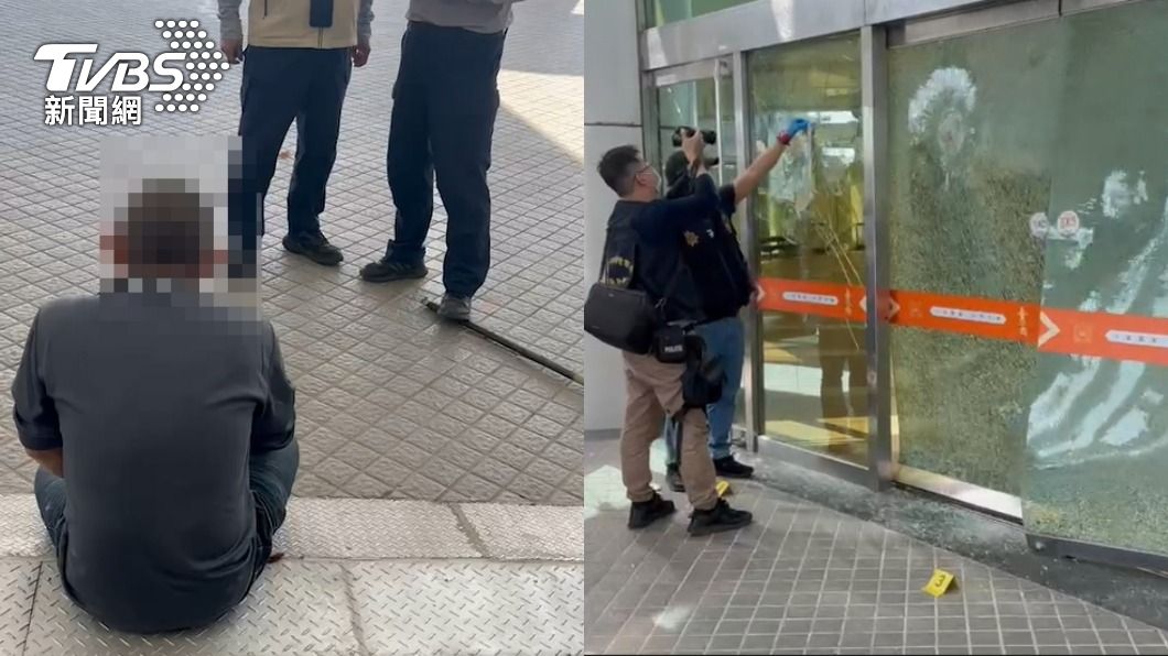 榔頭敲爆南市府玻璃!險傷黃偉哲座車 他喊:為民發聲
