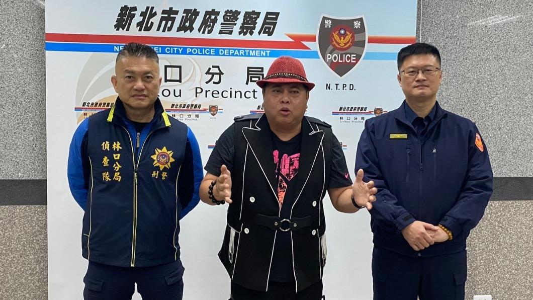 藝人「黑面」與林口分局共同拍攝防詐宣導短片。（圖／TVBS）