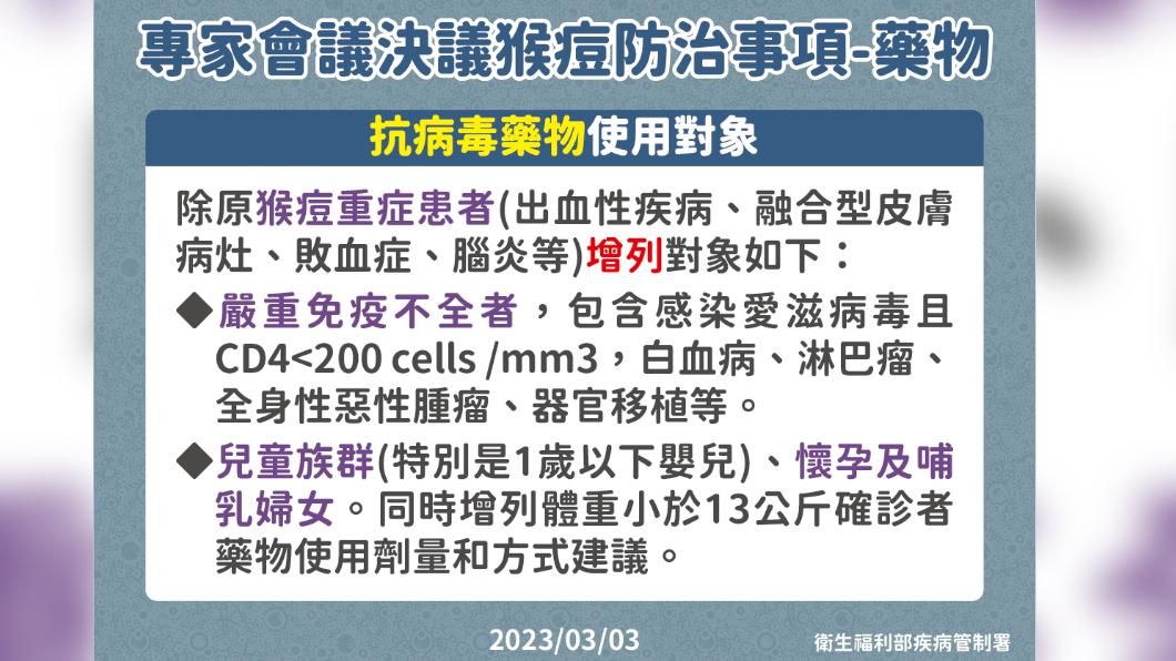 專家會議決議猴痘藥物使用。(圖/疾管署提供)