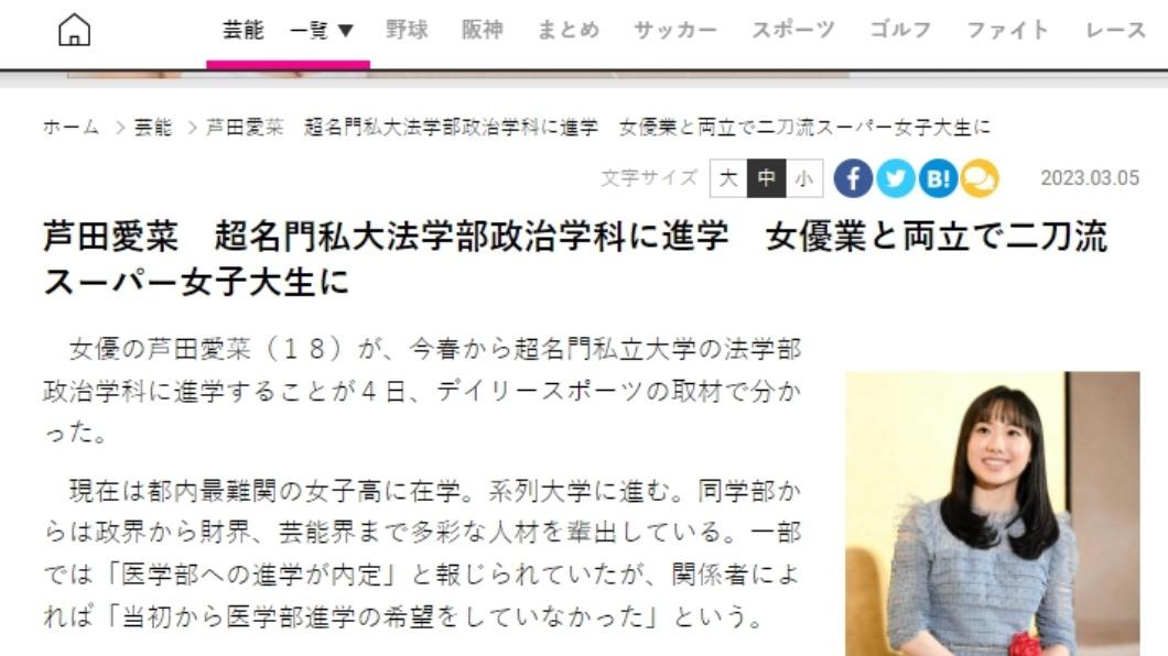 日媒報導。(圖/翻攝自《デイリースポーツonline》官網)