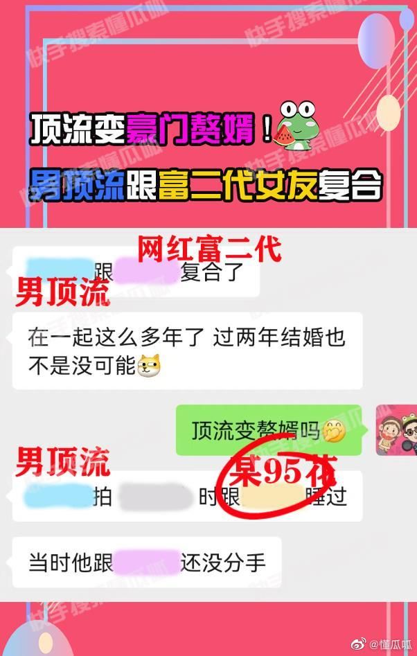 陸狗仔驚爆「某頂流級男星與富二代女友復合了」。(圖/翻攝懂瓜呱微博)