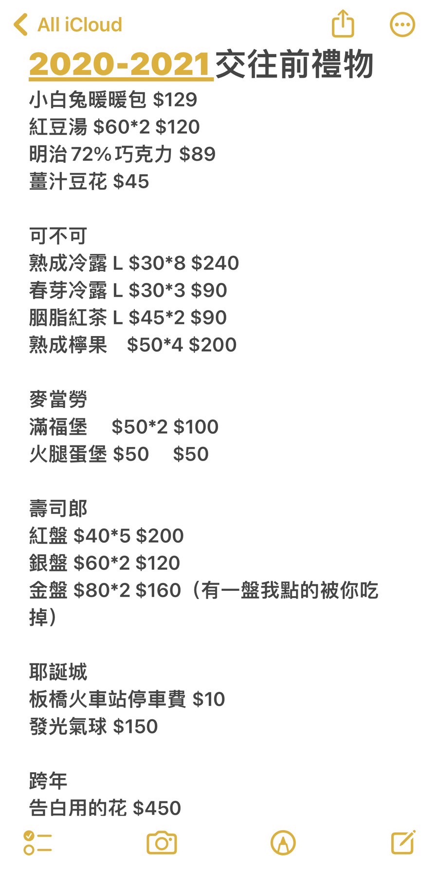 原PO與男友分手後收到AA明細。(圖/翻攝自Dcard)