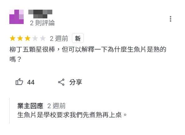 參加畢旅的學生到餐廳網路評論留言。(圖/翻攝自Google評論)