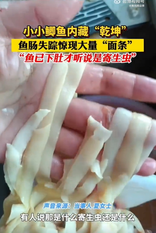 女子吃下肚後才知道是寄生蟲。(圖/翻攝自微博)