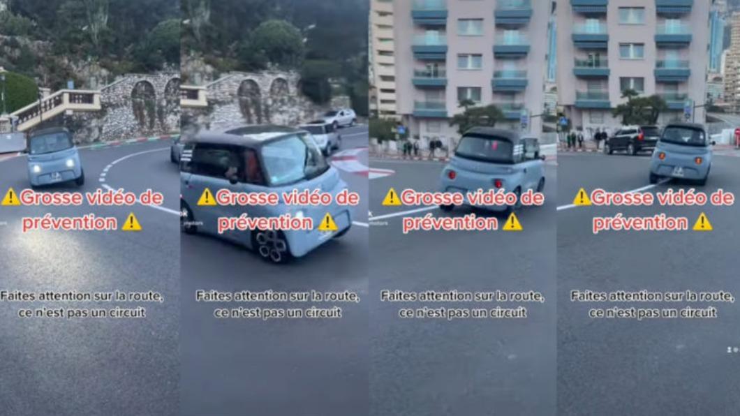 Citroën Ami先用高速上坡過彎,並且嘗試在下坡的時候繼續提高車速。(圖/翻攝自YouTube ZK_Motors)