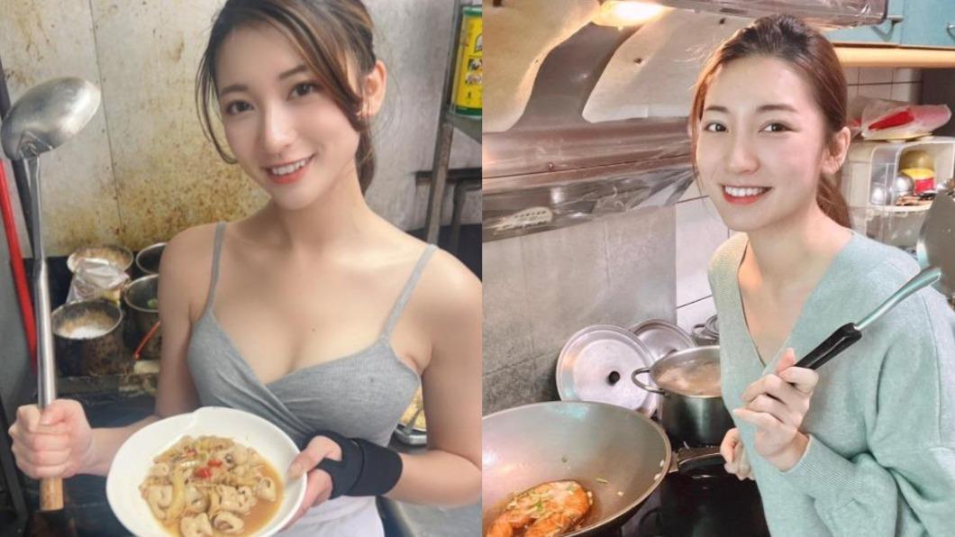 新北熱炒店正妹廚師「林彤」爆紅。（圖／讀者提供、翻攝自林彤臉書）