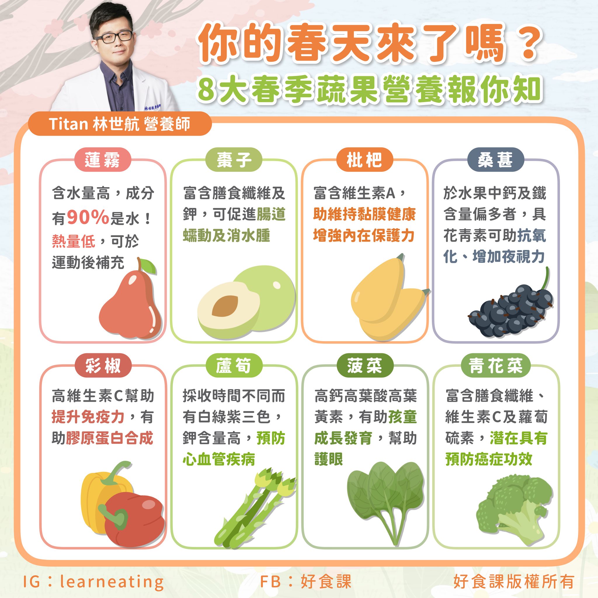 8大春季蔬果。(圖/翻攝自好食課臉書)