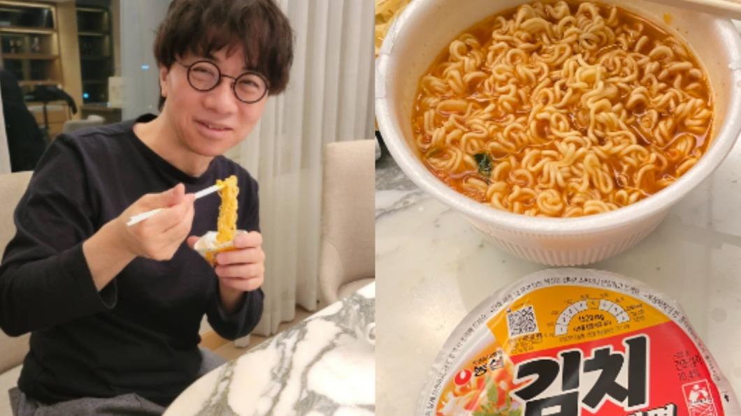 新海誠分享在韓國吃泡麵的照片。(圖/翻攝自新海誠推特)