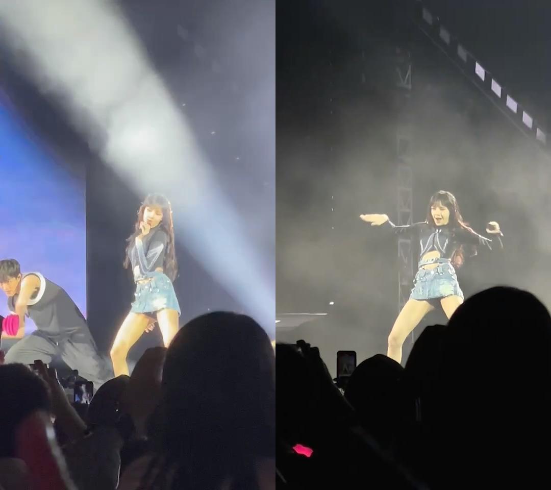 Lisa表演SOLO曲時有鋼管舞橋段,未料有前排觀眾因此站起來,引發後方觀眾不滿。(圖/讀者提供)