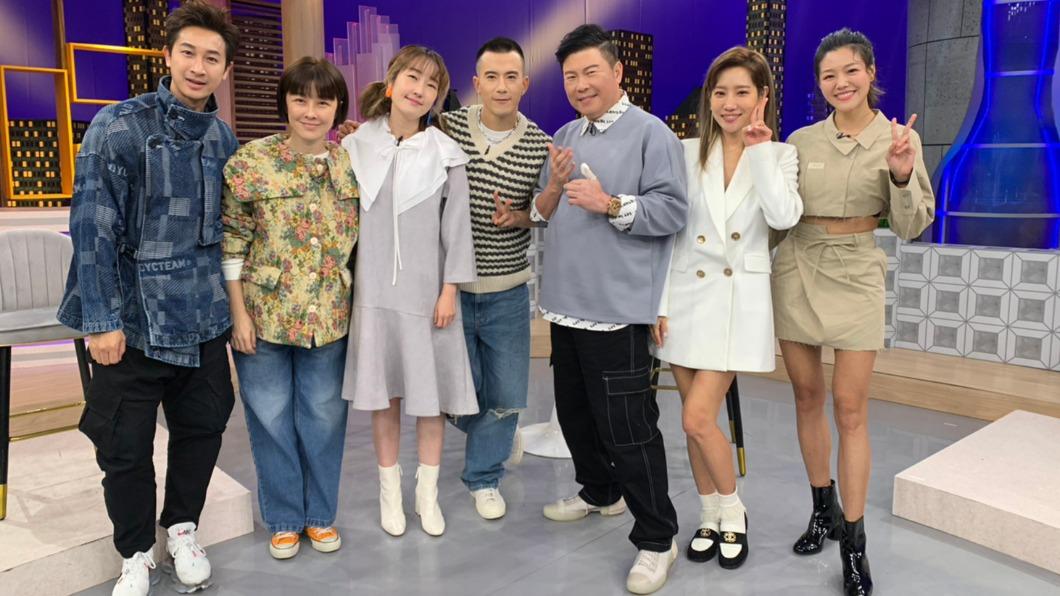 邱凱偉(左起)、李維維、巴鈺、JR、曾國城、楊皓如、若綺進棚錄影。(圖/衛視中文台提供)