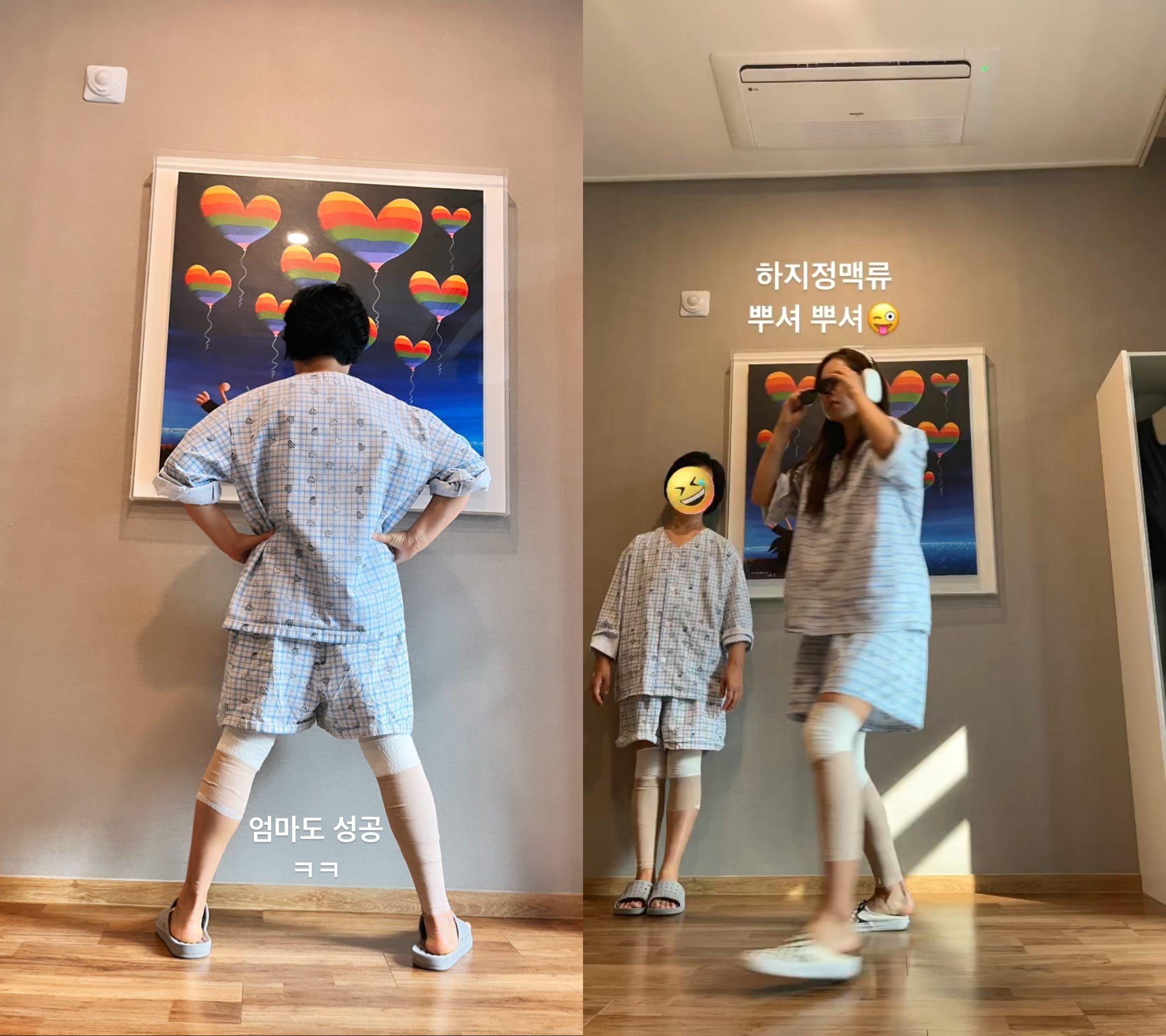 俞利的母親(左)也接受靜脈曲張手術,同樣手術成功。(圖/翻攝自俞利IG)