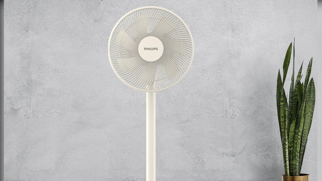 全新款PHILIPS窄邊框時尚美型風扇,主打仰角90度可調整。(圖/雙全提供)