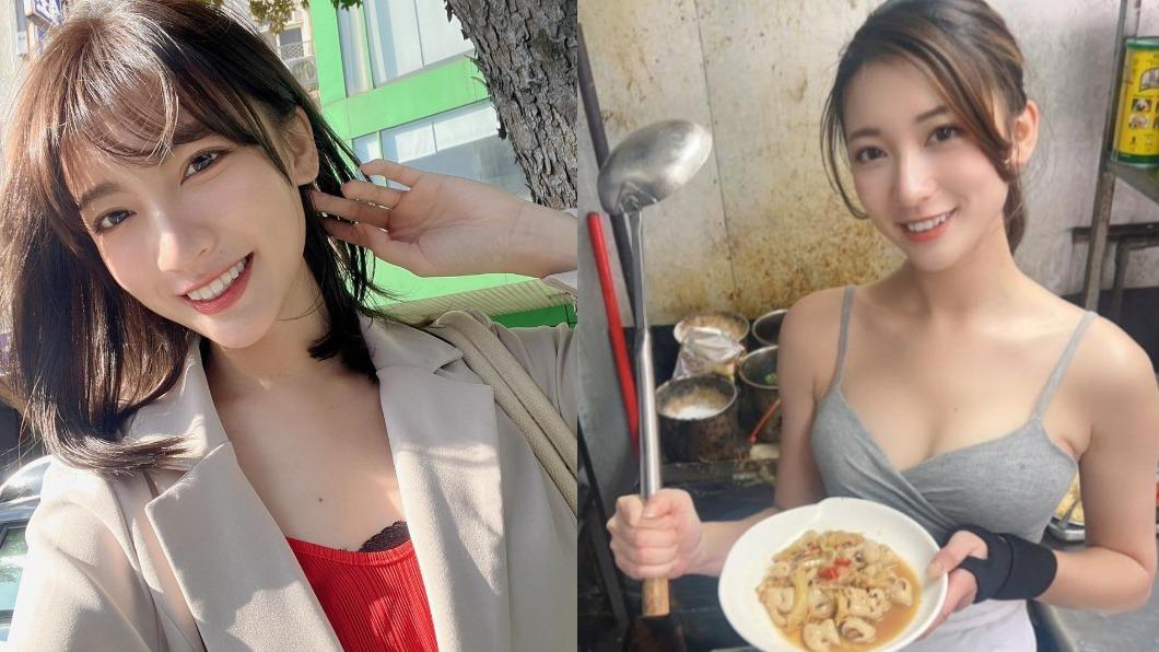 炒飯女神林彤因民眾拍下她低胸背心在炒飯的畫面,一夕間讓她爆紅。(圖/翻攝自林彤臉書)