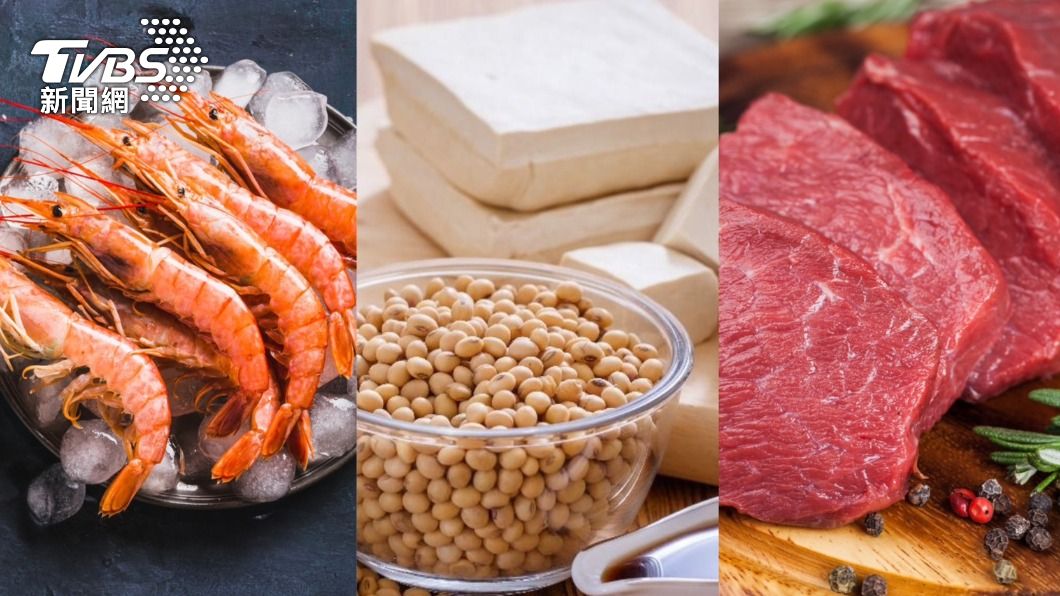 劍蝦、豆製品、牛肉皆可補充蛋白質。（示意圖／shutterstock達志影像）