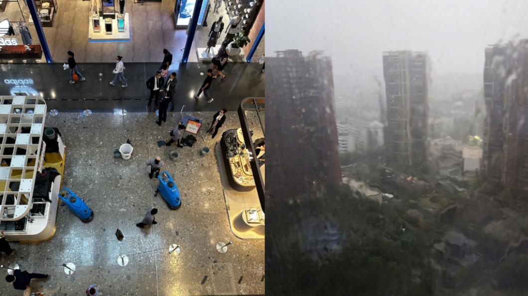 風雨漸弱!深圳解除暴雨訊號 華潤城萬象天地慘成「水簾洞」