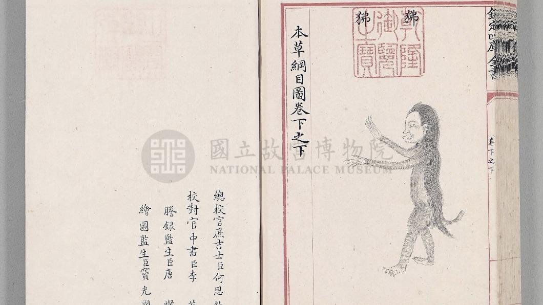 本草綱目記載「狒狒」。(圖/故宮提供)