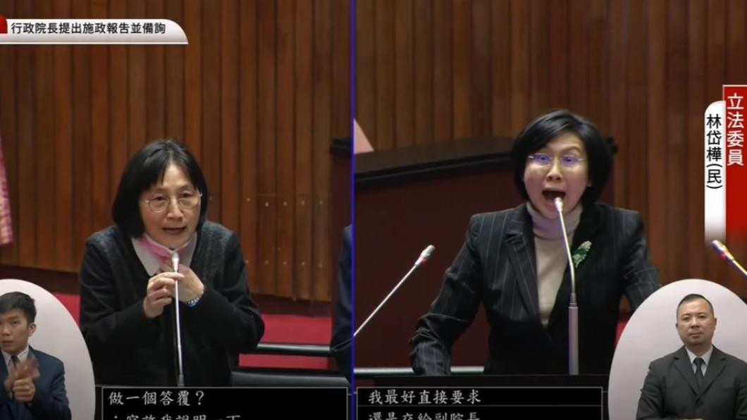 林岱樺質詢飆罵公平會主委李鎂，「本席在質詢 叫妳閉嘴！」（圖／翻攝自國會頻道）