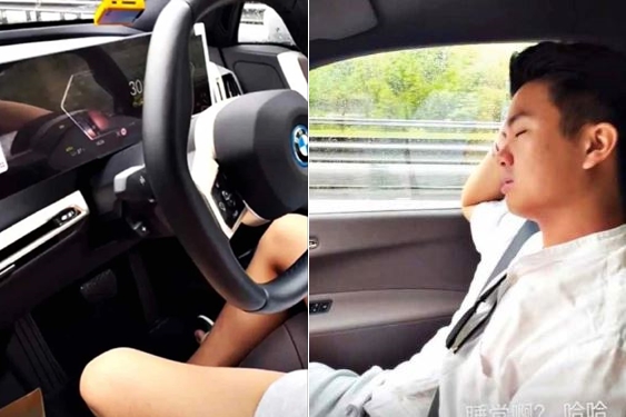 男友做駕駛未，竟在高速公路行駛途中睡覺。（圖／翻攝自顏妃IG）