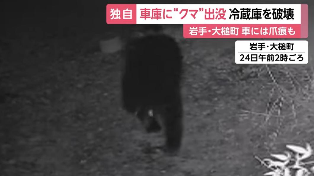 黑暗中,可以看見一團黑影在緩緩移動,靠近車庫方向。(圖/翻攝自FNN prime online Youtube)